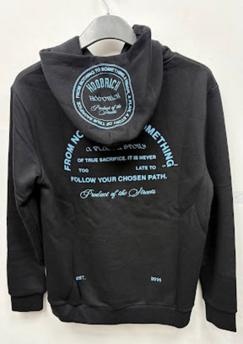 Back view — Hoodrich Black/Placid Blue OG Unite OTH Hoodie – M.