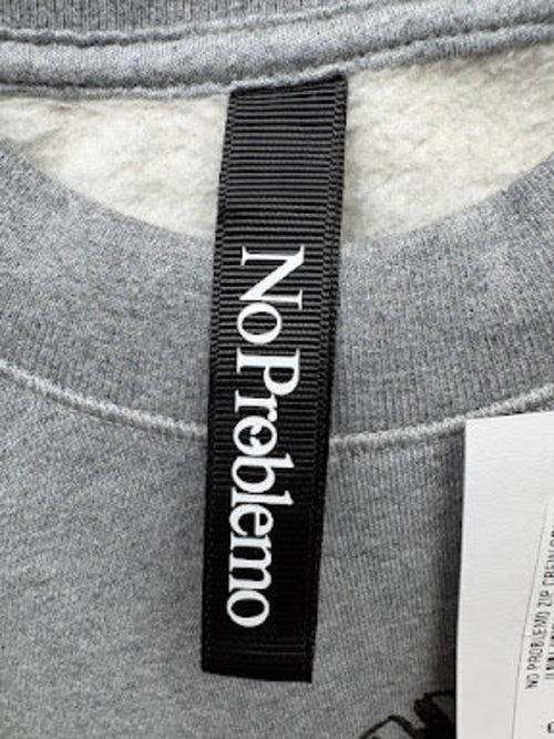 Brand and size label — No Problemo Grey Crew Neck Sweatshirt – S.