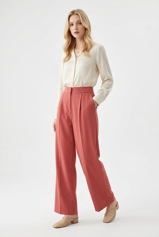 8 by YOOX Red Wide-Leg Trousers – UK 10 — photo 2