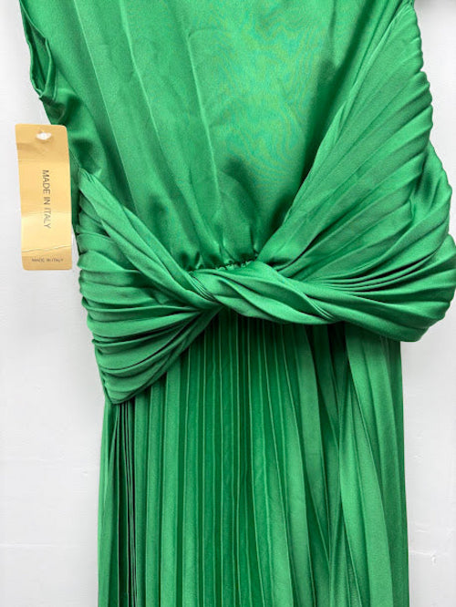 Dream Come True Green One-Shoulder Pleated Midi Dress – M — photo 4