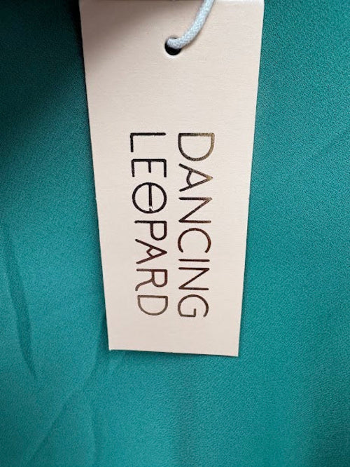 Retail tag showing product reference — Dancing Leopard Green Long Fitted Sophie Skirt - UK 6.