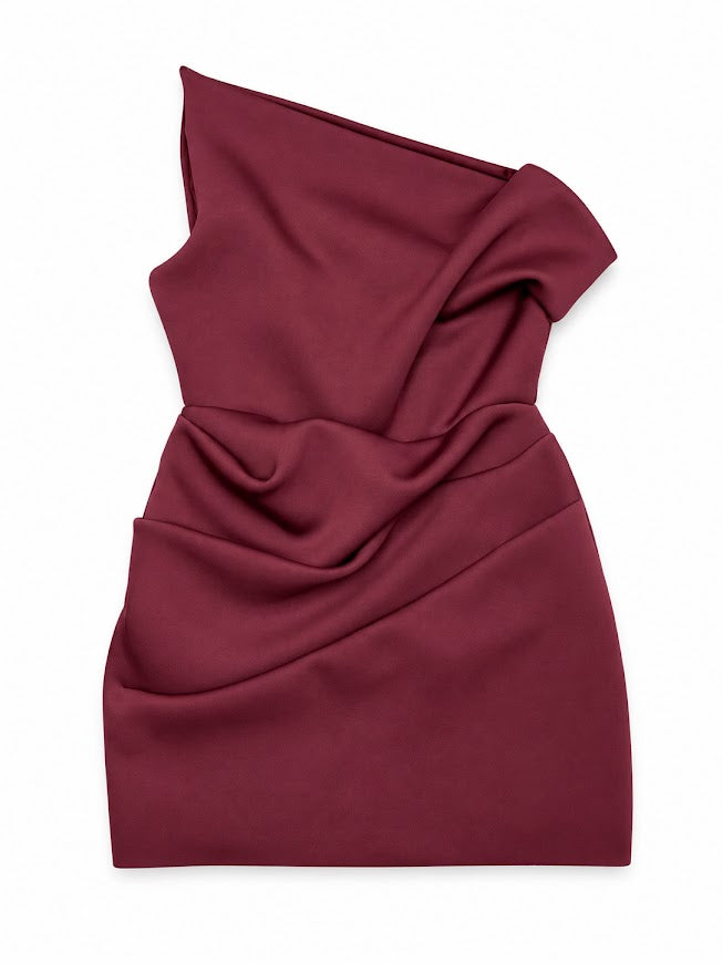ASOS DESIGN Plum Slouch Neckline Cinched Waist Mini Dress – UK 18