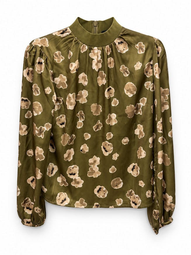 Front view — French Connection Nutria Bronwen Aleeya Satin Top S.