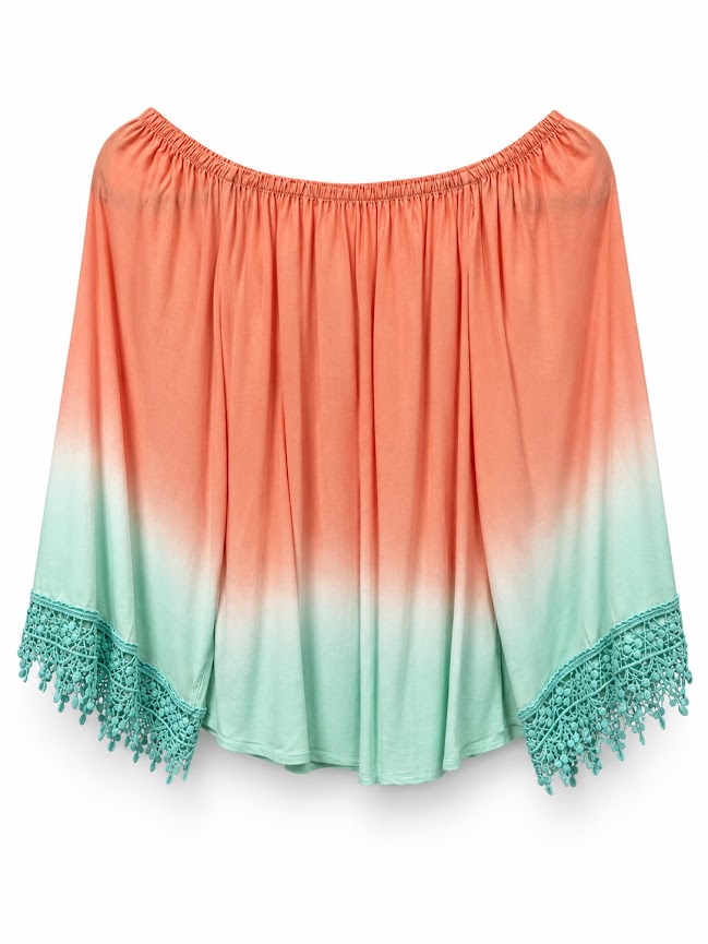 Jupe Vendue Coral & Mint Ombre Lace-Trim Blouse – M – product image 2
