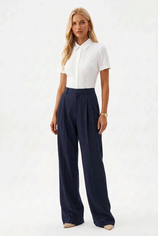 Dsquared2 Navy Pleated Tailored Trousers – IT 38 – product image 1