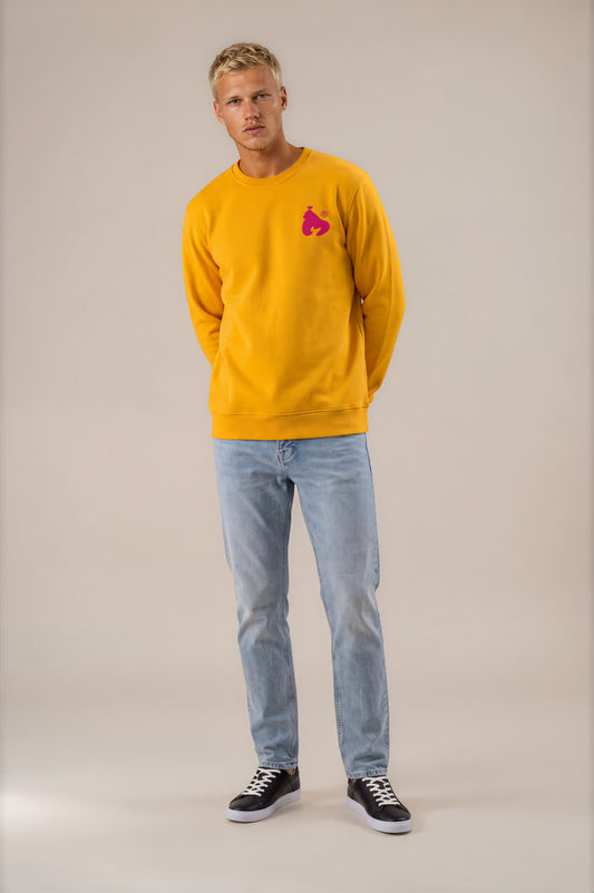 Money Orange Colour Pack Crew Sweatshirt – Size M shown on a model.