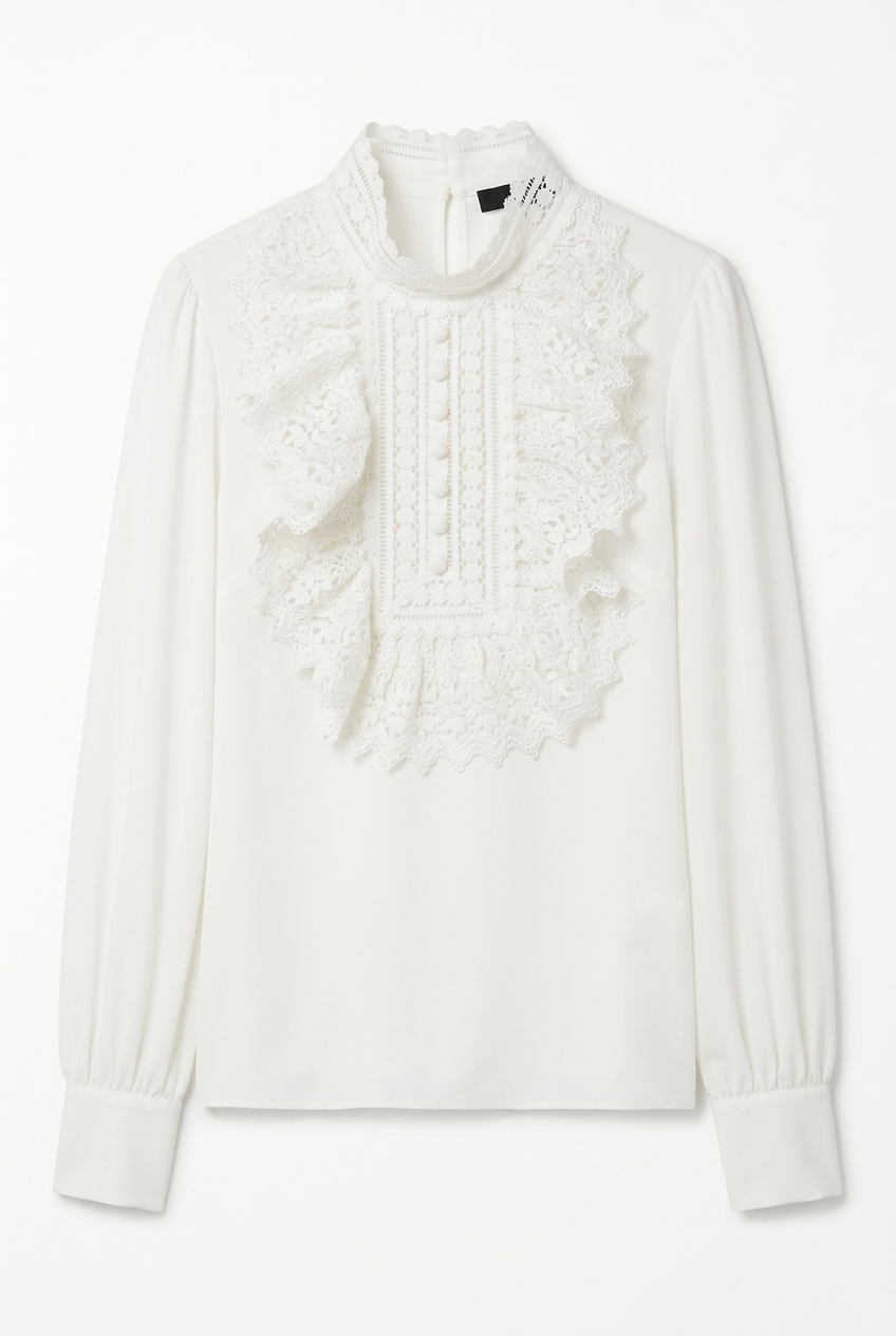 Elisabetta Franchi Ivory Lace-Trim Blouse – IT 44 – product image 2