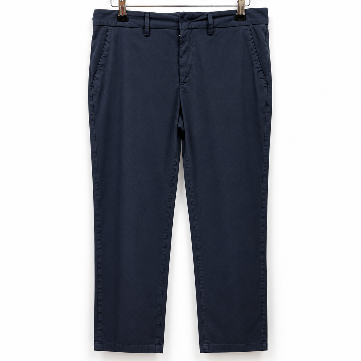Front view — PT01 Navy Ankle-Grazer Trousers – Size 40.