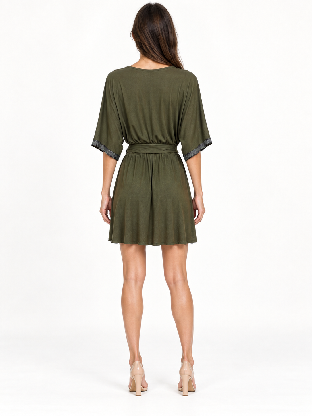 Emma & Gaia Olive Green Embellished Wrap-Effect Dress IT 38 — photo 2