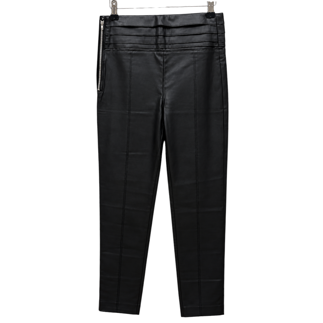 Back view — Patrizia Pepe Black Faux Leather Trousers – Size 44.