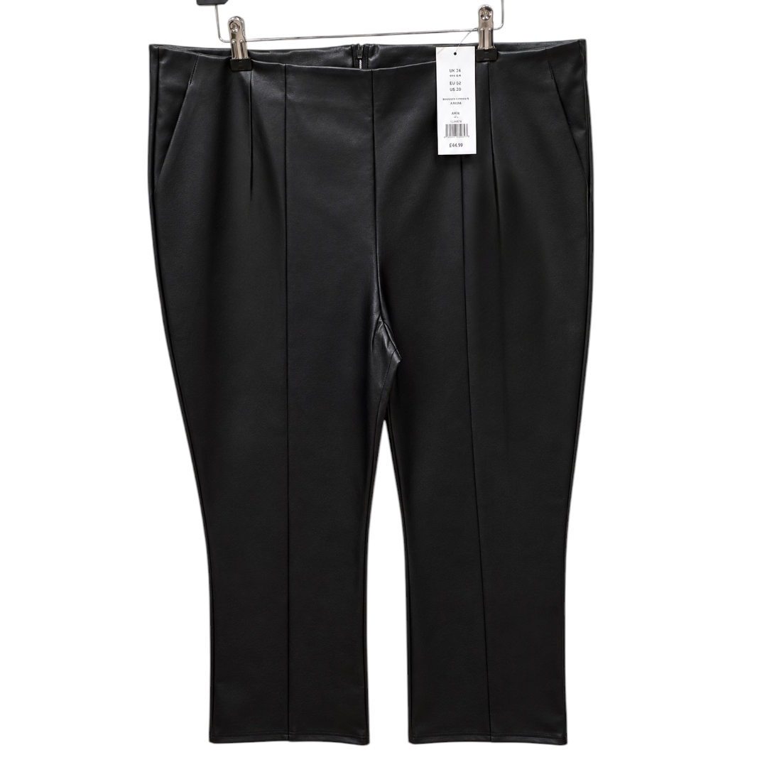 Front view — French Connection Blackout Claudia PU Stretch Trousers – UK 18.