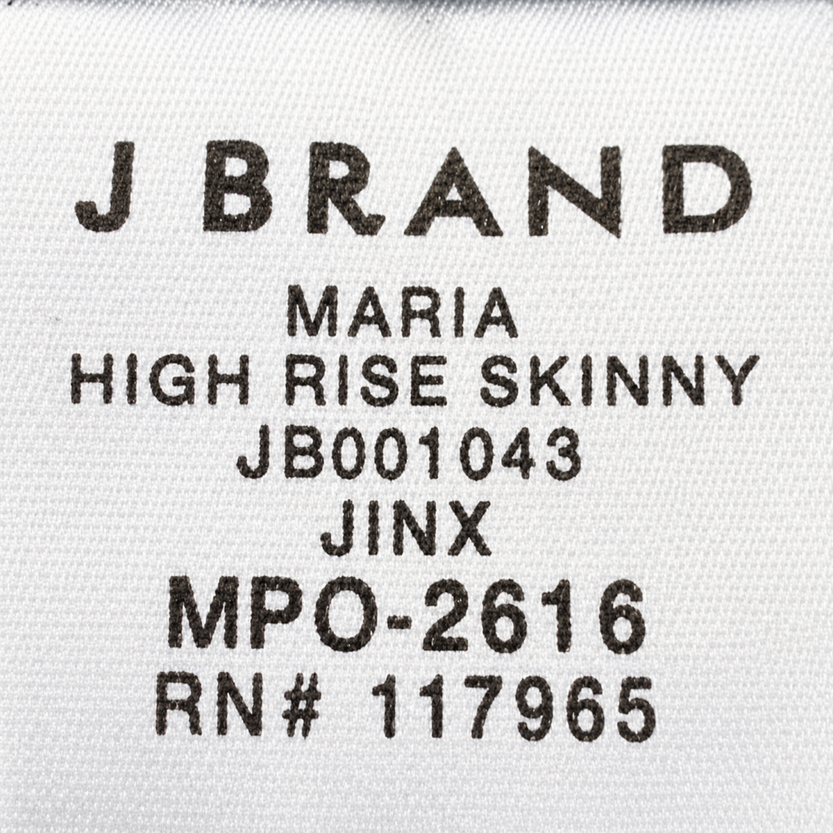 Brand and size label — J Brand Jinx Maria High-Rise Skinny Lace-Up Jeans Size 25.