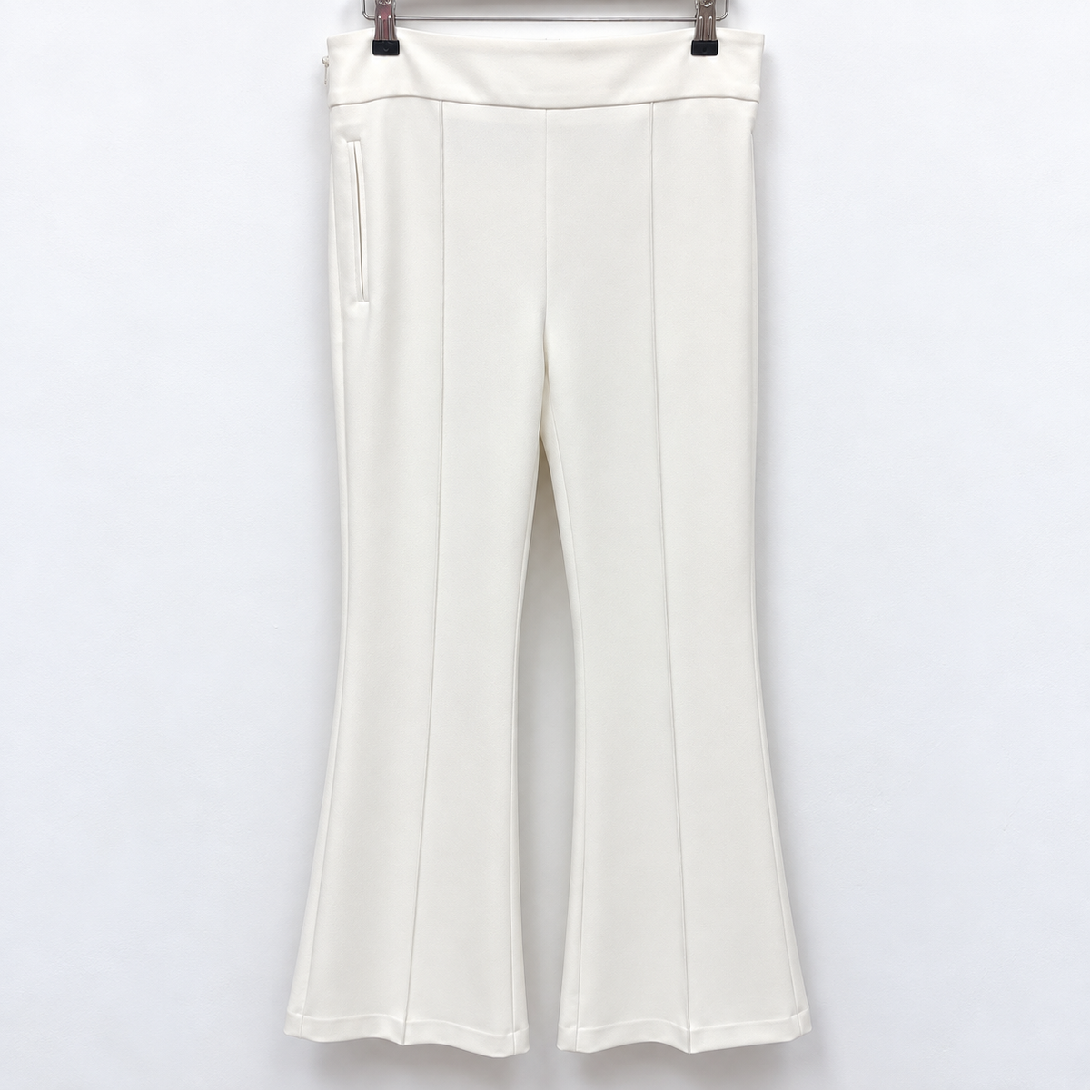 Front view — Elisabetta Franchi Avorio Flared Trousers – Size 44.