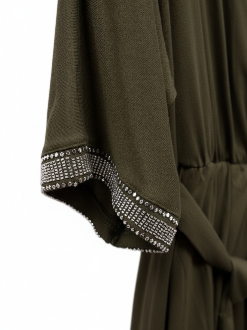 Emma & Gaia Olive Green Embellished Wrap-Effect Dress IT 38 — photo 5