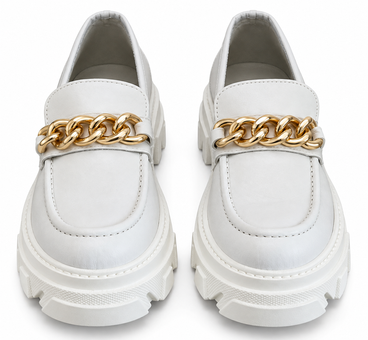 InLace White Calf-Leather Chain Chunky Loafers – EU 39