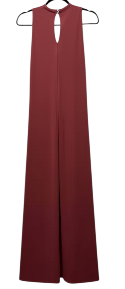 Hopper Factory Mattone brick-red wide-leg jumpsuit – buttoned keyhole back