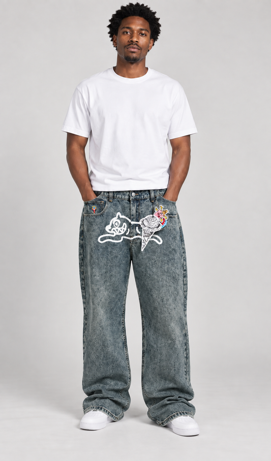 BBC ICECREAM Triple Scoop Running Dog Vintage-Wash Jeans – W34 – product image 1