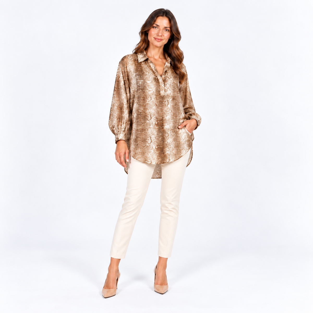 French Connection Snake Print Popover Blouse – S — photo 1