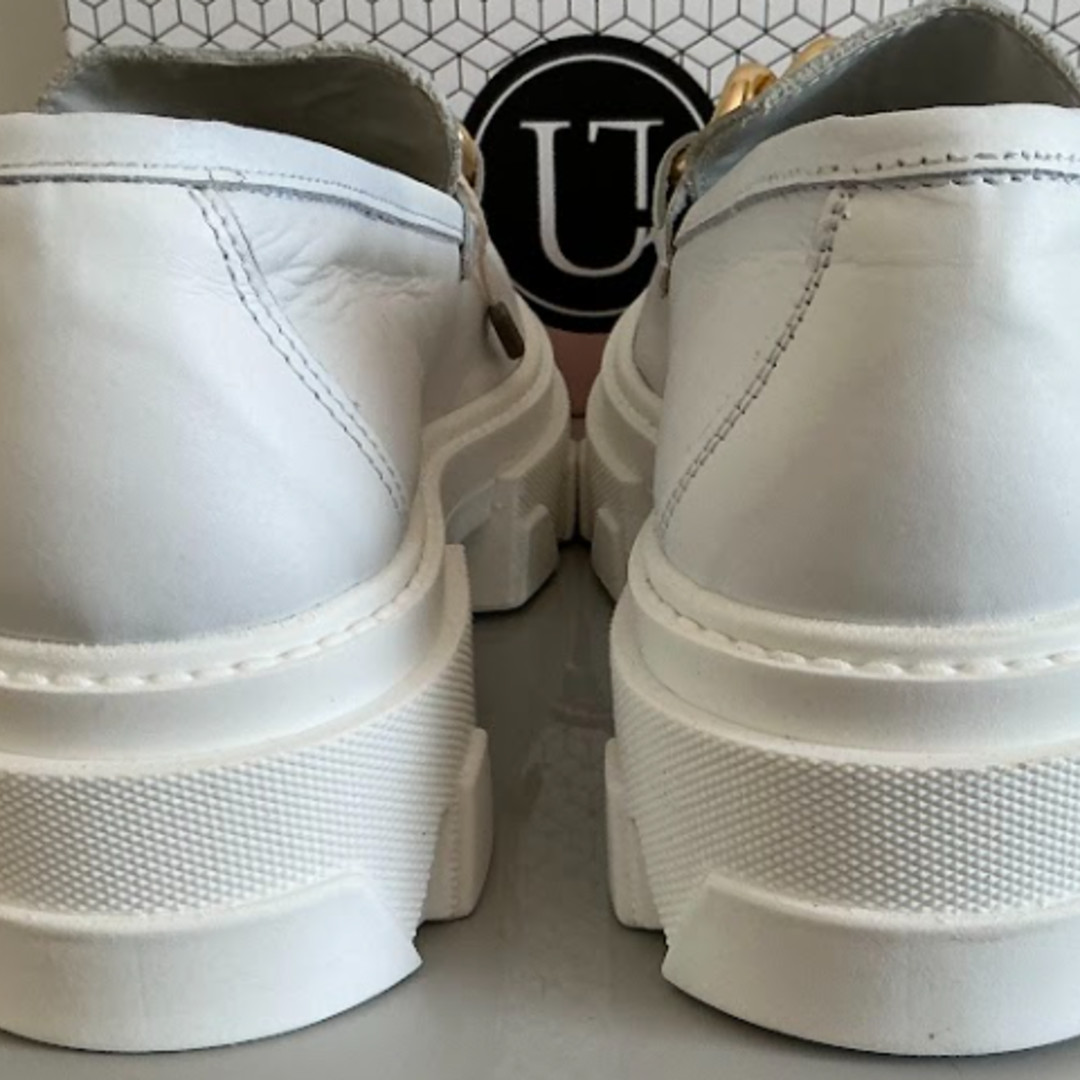 InLace White Calf-Leather Chain Chunky Loafers – EU 39