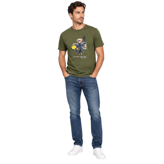 Polo Ralph Lauren Green Polo Bear T-Shirt – M shown on a model.