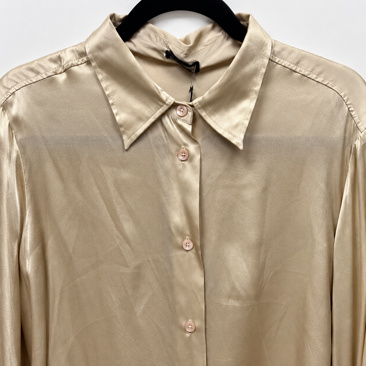 MALÌPARMI Champagne Silk-Blend Long-Sleeve Shirt – product image 3 of 10