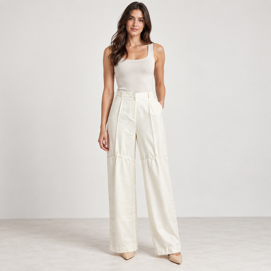 Pinko Melvin White Panelled Wide-Leg Trousers – product image 1 of 12