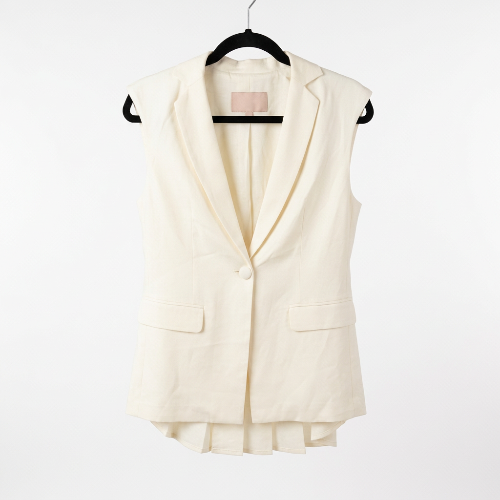 Twinset Milano White Sleeveless Gilet with Front Pockets – IT 42 — photo 2