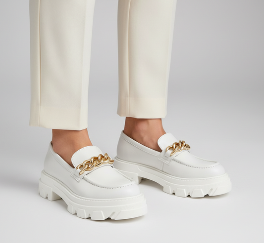 InLace White Calf-Leather Chain Chunky Loafers – EU 39