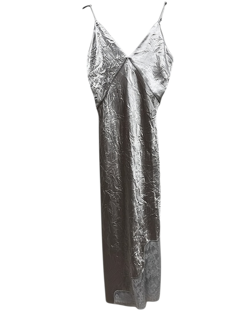 The Very Collection silver lace-trim midaxi dress