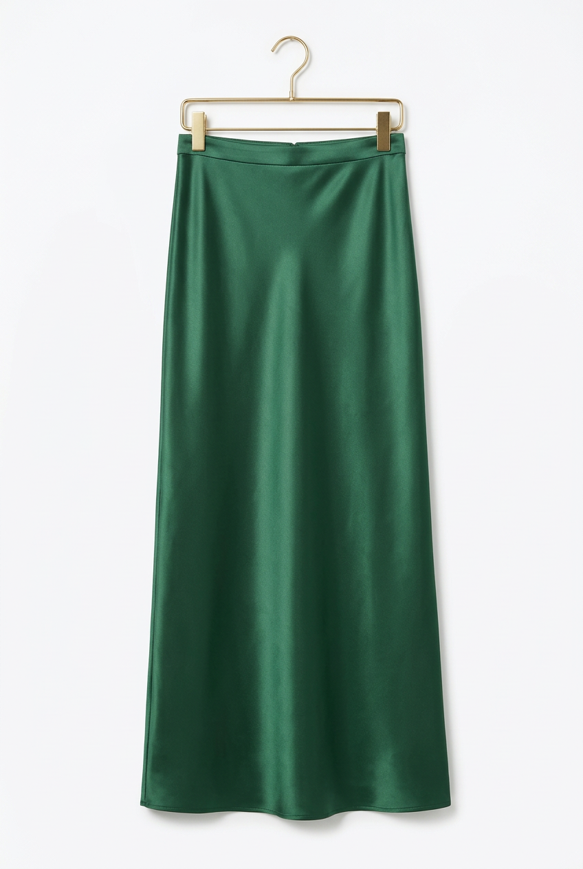 Front view — Dancing Leopard Green Long Fitted Sophie Skirt - UK 6.
