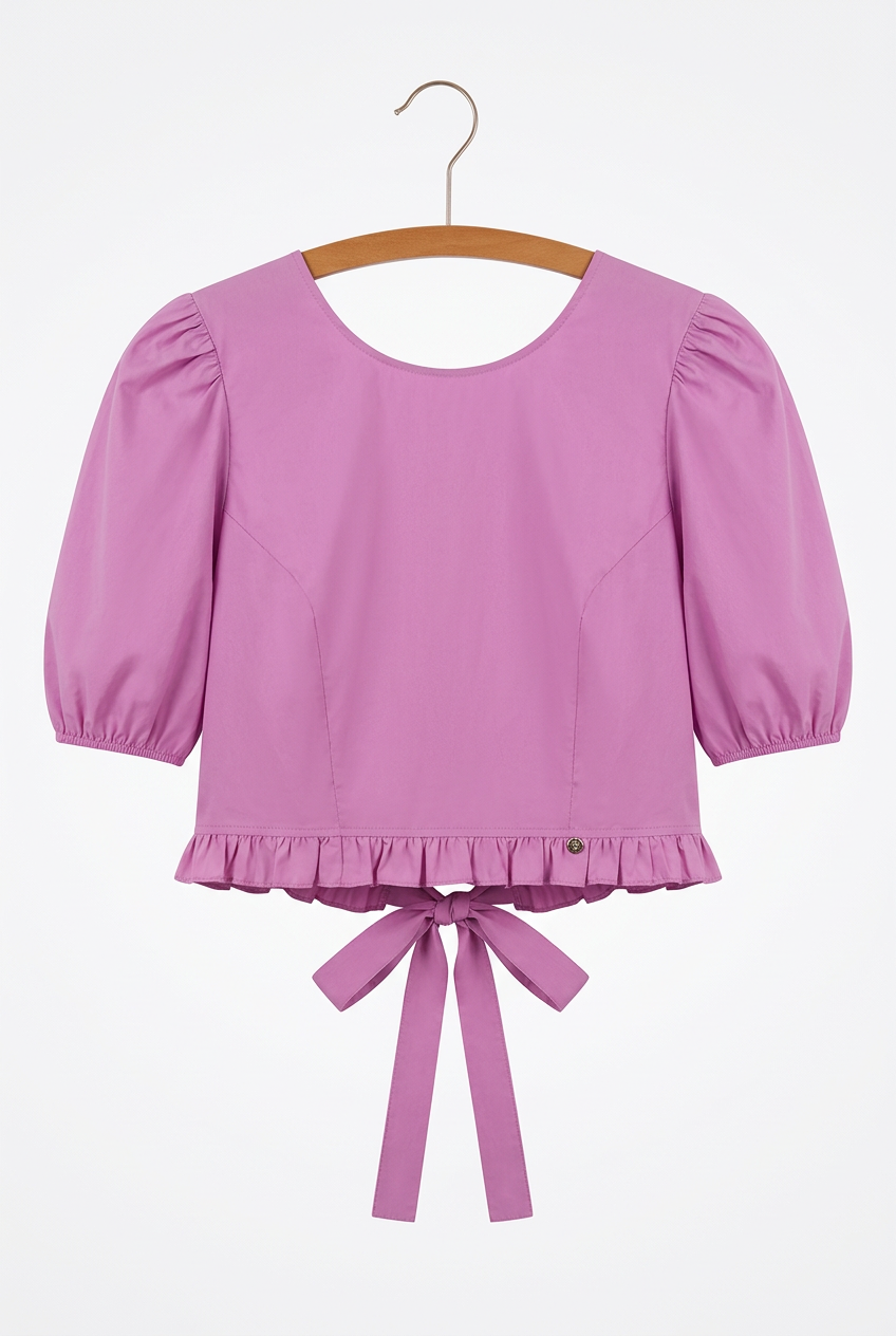 Front view — LIU JO Rosa Pink Cotton Cropped Tunic with Back Tie – UK 14.