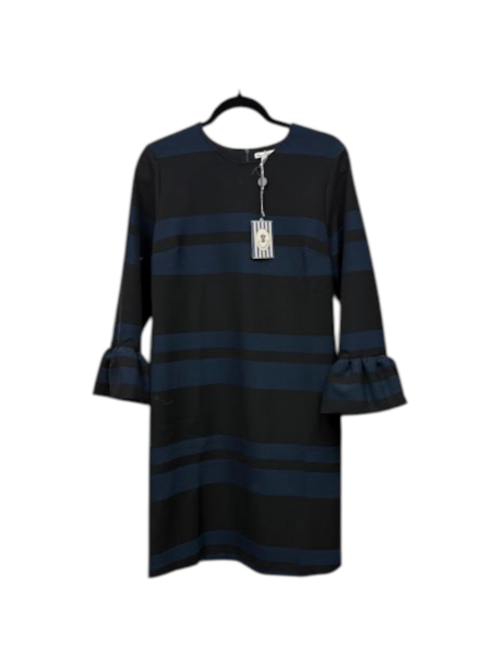 Front view — Camicetta Snob Black & Navy Striped Flared-Cuff Dress – M.