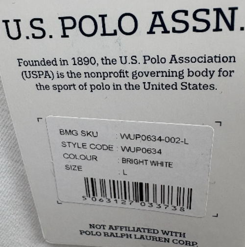 U.S. Polo Assn. Bright White 100% Cotton Crew Neck T-Shirt – L — photo 4