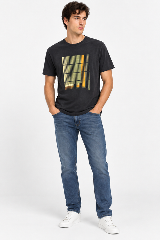French Connection Black Graphic T-Shirt – XS shown on a model.