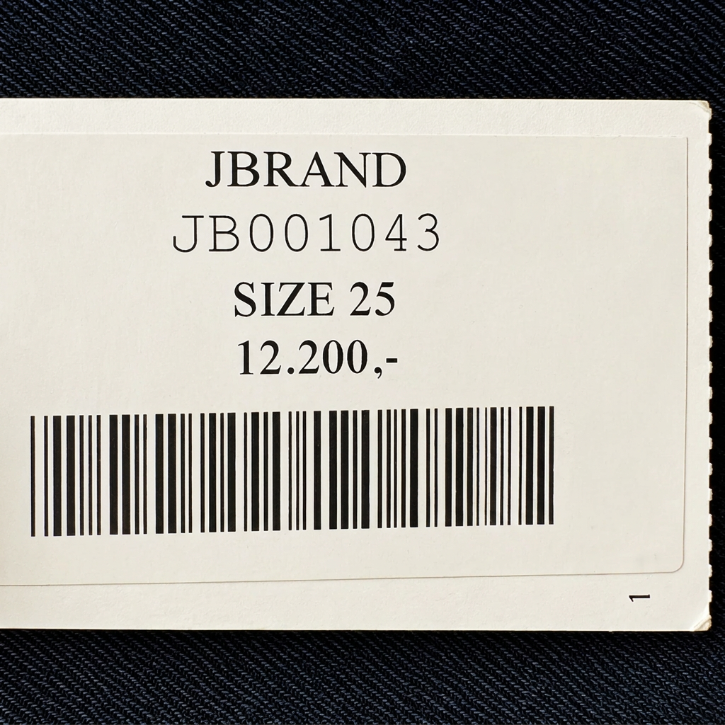 Retail tag showing product reference — J Brand Jinx Maria High-Rise Skinny Lace-Up Jeans Size 25.