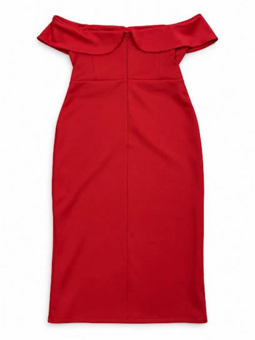 Lipsy red bow Bardot bodycon midi dress, UK 16 – product image 3