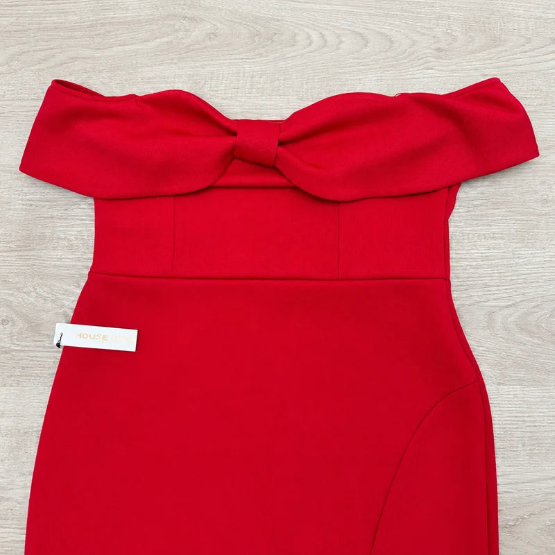 Lipsy red bow Bardot bodycon midi dress, UK 16 – product image 4