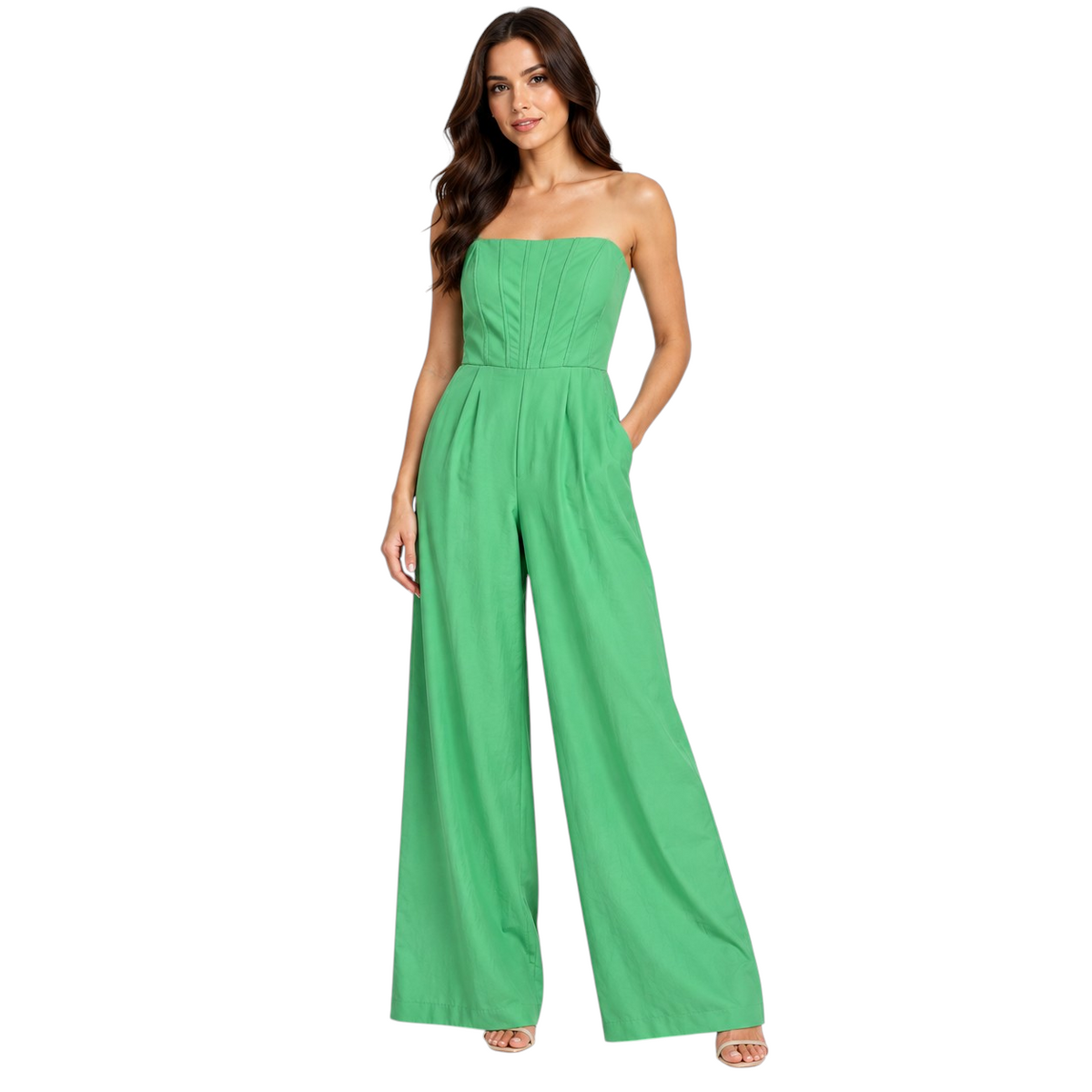 Simona Corsellini green strapless wide-leg jumpsuit