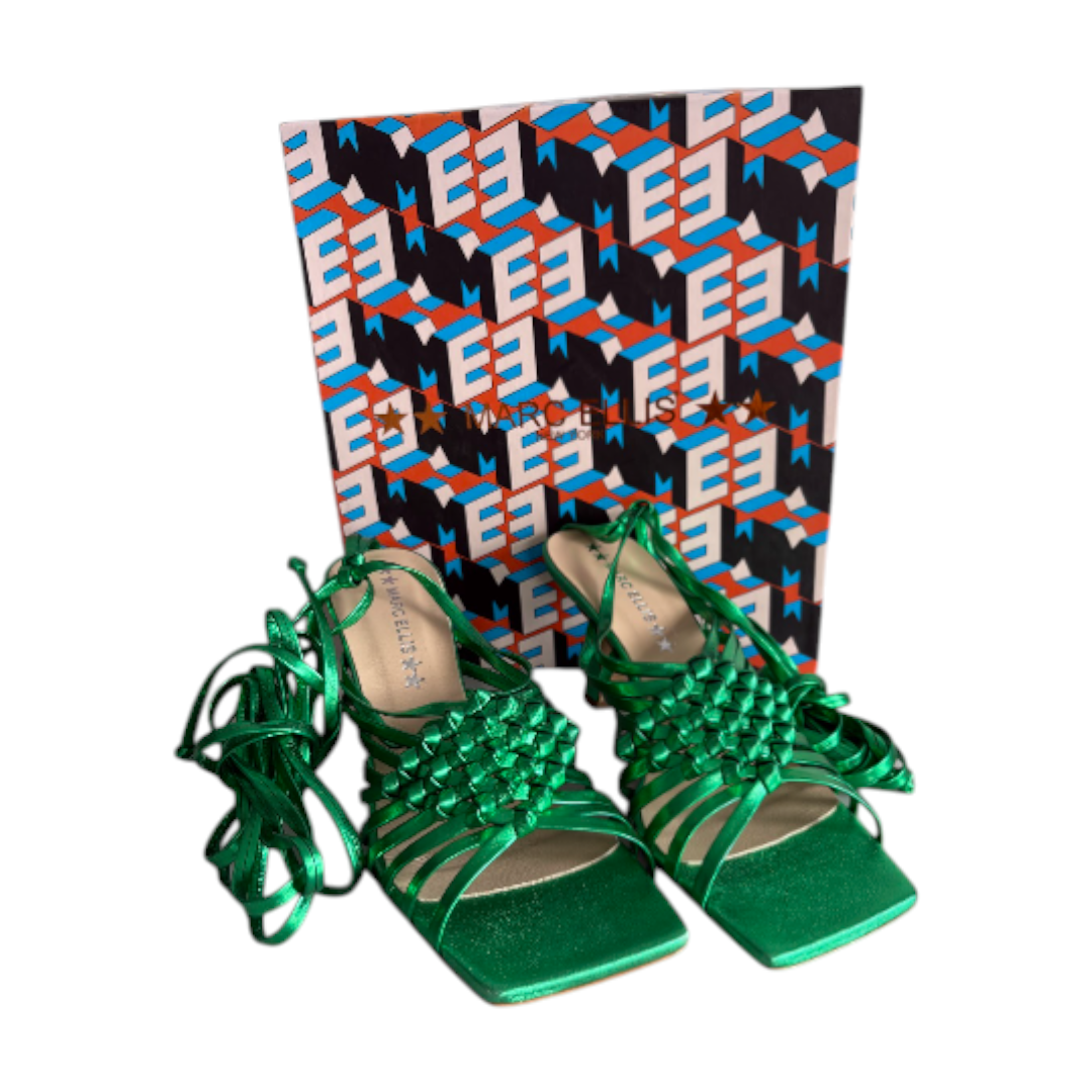 Marc Ellis Izar Verde Metallic Leather Strappy Heeled Sandals - EU 39 – product image 2
