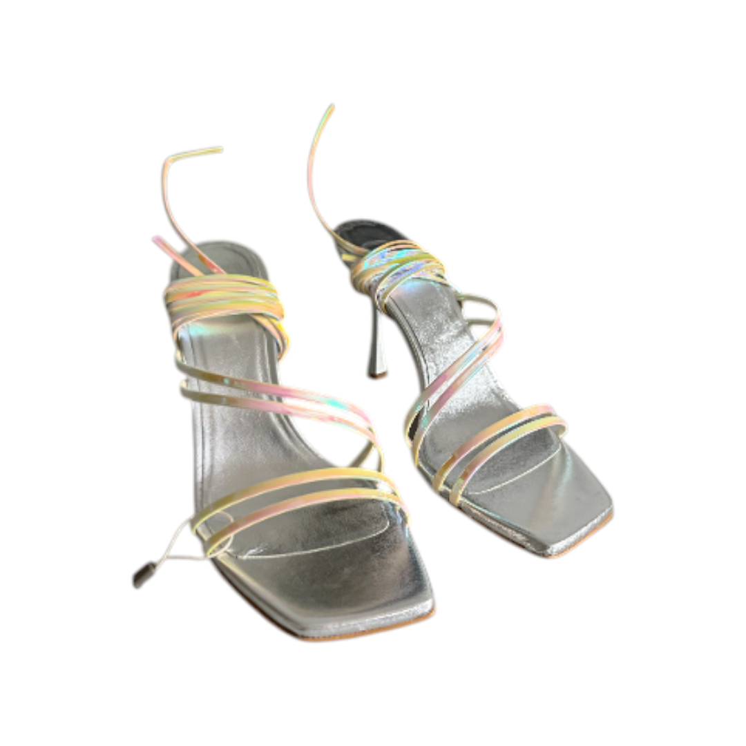 8 by YOOX Multicolour Metallic Strappy Square-Toe Stiletto Sandals - EU 40 – product image 2