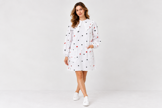 Labelrail x Collyer Twins White Floral Long Sleeve Dress — UK 8