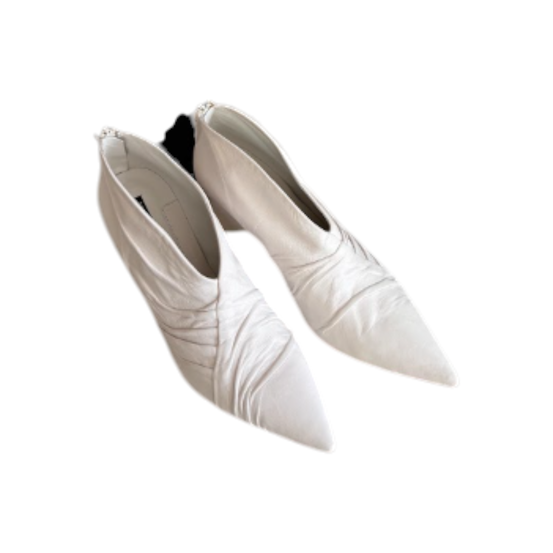 Malloni White Ruched Pointed-Toe Ankle Boots – EU 40 – product image 2