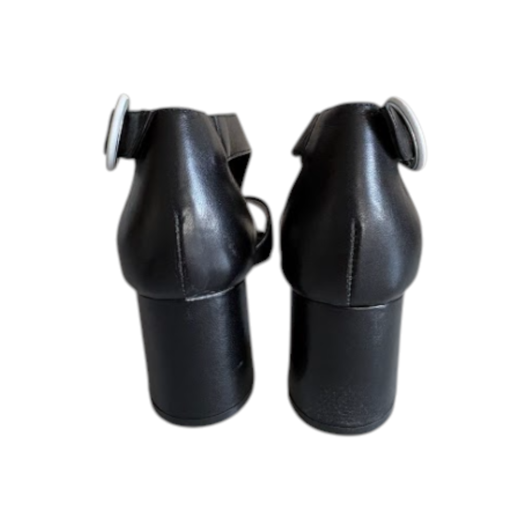 Karida Black & White Nappa Heeled Sandals – EU 36