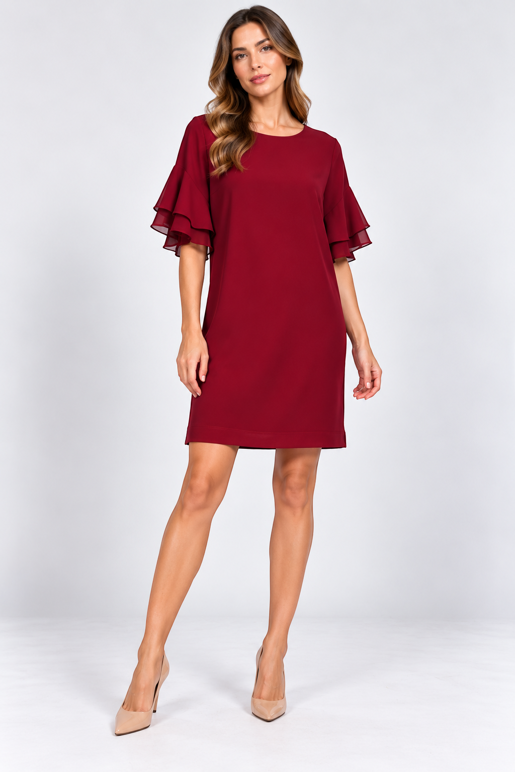 Seventy Burgundy Ruffle Sleeve Dress – IT 46 — photo 1
