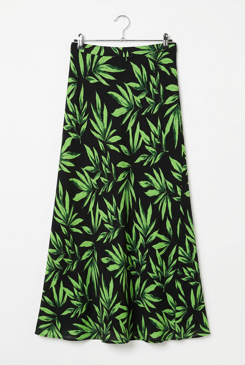 Front view — Dancing Leopard Sophie Tropic Green & Black Long Fitted Skirt – UK 12.