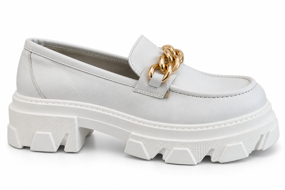 InLace White Calf-Leather Chain Chunky Loafers – EU 39