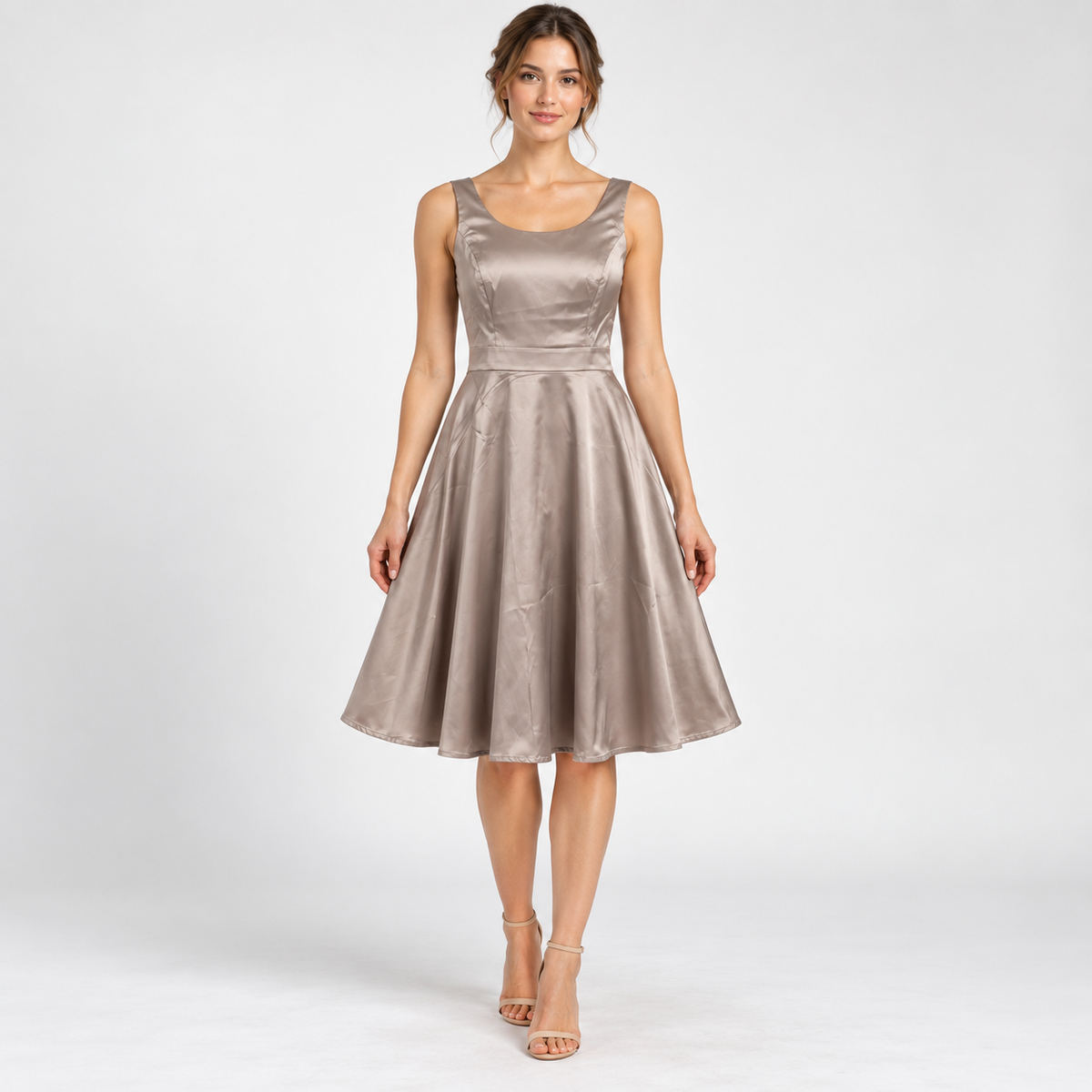 Biancoghiaccio Silvery Gold Bow-Back Fit-and-Flare Dress IT 40 — photograph 1