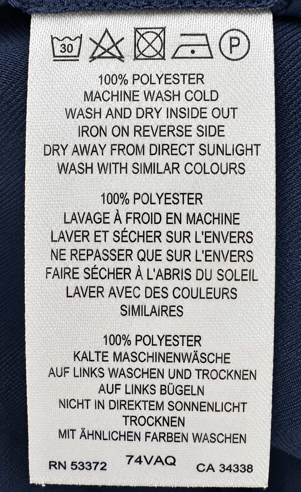 Fabric composition and care label — French Connection Marine Harry Wide-Leg Suiting Trousers Size 16/18.
