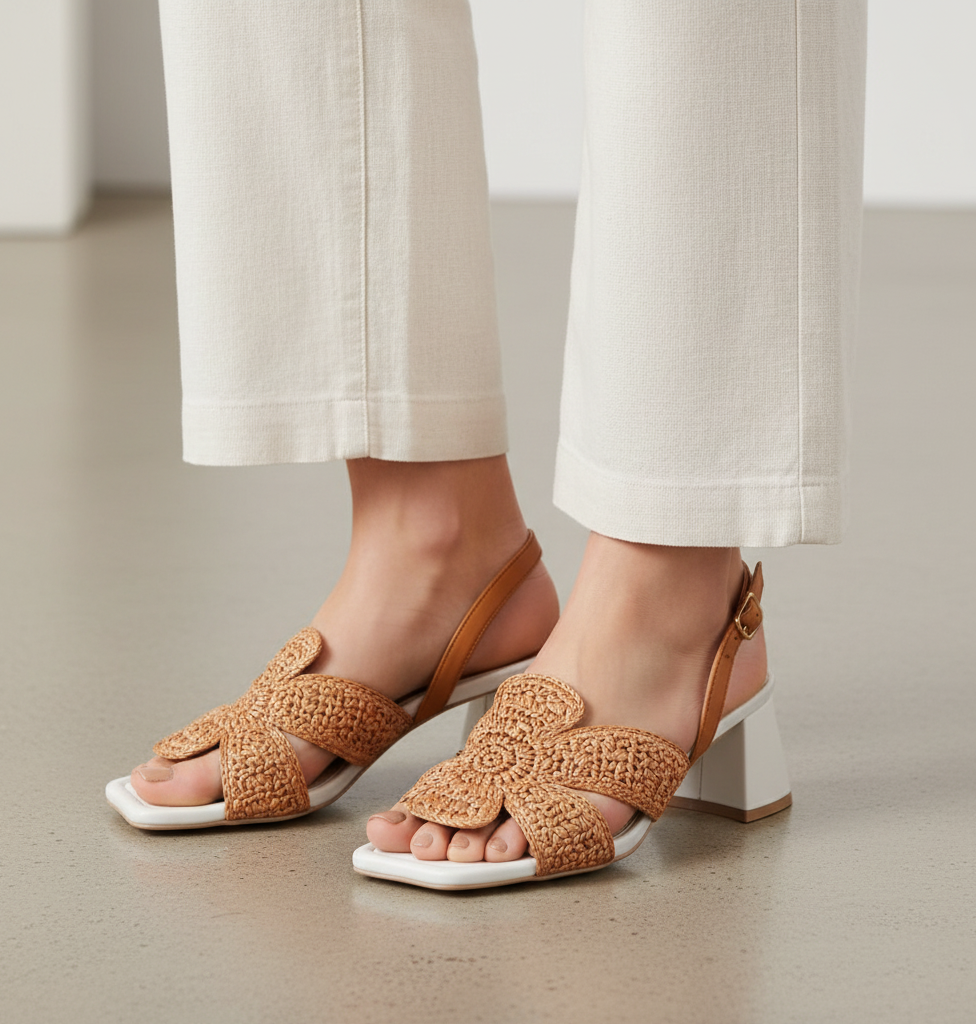 RAS Hook Apricot Woven Flower Heeled Sandals – EU 37 – product image 1
