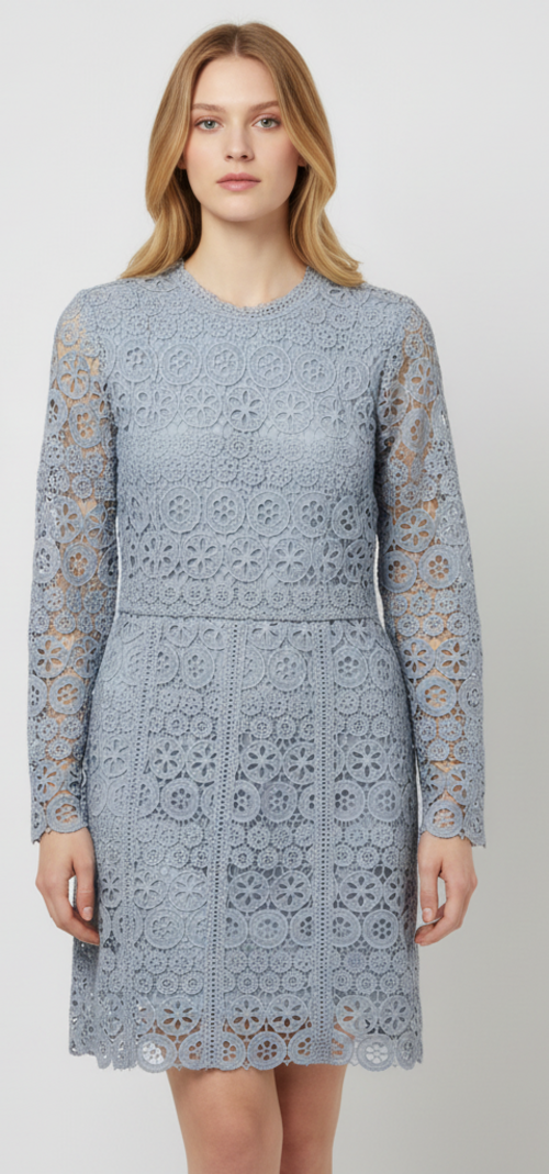 Dixie Celeste Blue Openwork Lace Mini Dress – M